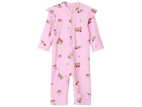 Lyserød UV-badedragt med jordbærprint fra Name It 13226591 fragrant lilac